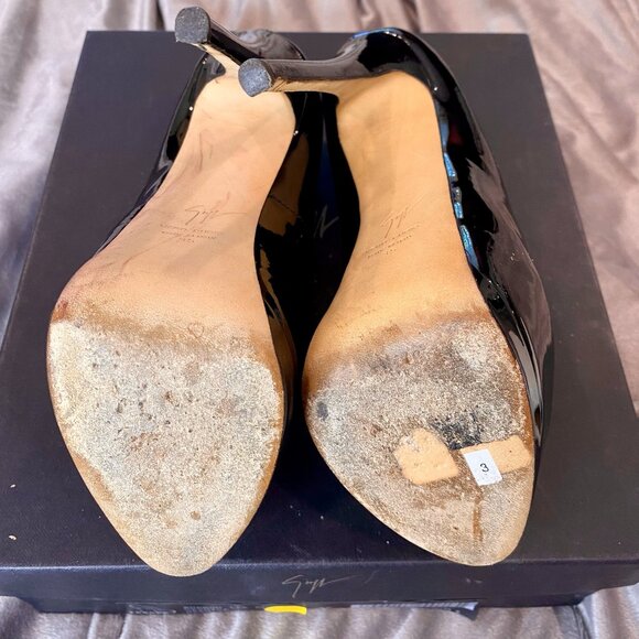 GIUSEPPE ZANOTTI BLACK PATENT LEATHER PLATFORM HEELS - Picture 9 of 9